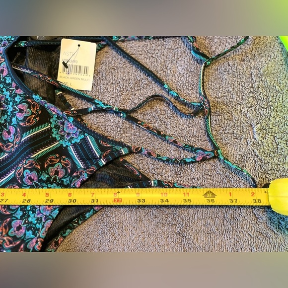 NWT ASTR The Label Black/Green Print Hi Low Strappy Sundress Size L - Picture 5 of 6